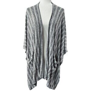 Saturday Sunday Anthropologie Gray White Stripe Ruana Open Front Poncho One Size